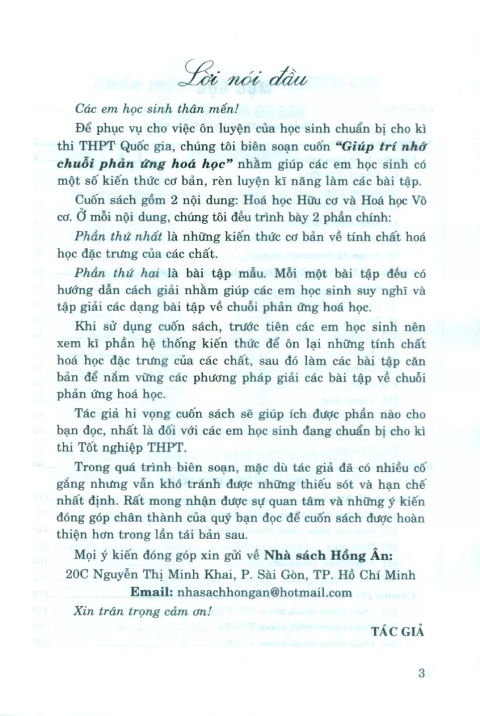 GIÚP TRÍ NHỚ CHUỖI PHẢN ỨNG HÓA HỌC (Dùng cho học sinh 10, 11, 12; Bồi dưỡng học sinh giỏi; Luyện thi THPT Quốc gia; Dùng chung cho các bộ SGK hiện hành)